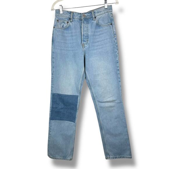 Reformation Tahoe Cynthia Patch High Rise Straight Button Fly Denim Jeans - Picture 4 of 15